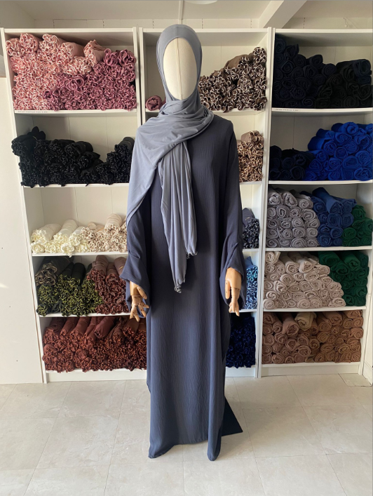 Abaya papillon bleu marine