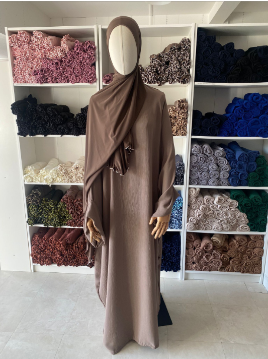 Abaya papillon taupe